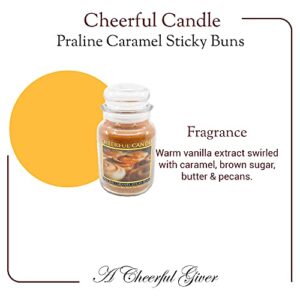 A Cheerful Giver — Praline Caramel Sticky Buns - 24oz Large Scented Candle Jar with Lid - Cheerful Candle - 135 Hours of Burn Time, Christmas Gift for Women, Brown