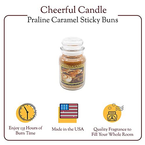 A Cheerful Giver — Praline Caramel Sticky Buns - 24oz Large Scented Candle Jar with Lid - Cheerful Candle - 135 Hours of Burn Time, Christmas Gift for Women, Brown