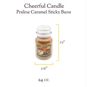 A Cheerful Giver — Praline Caramel Sticky Buns - 24oz Large Scented Candle Jar with Lid - Cheerful Candle - 135 Hours of Burn Time, Christmas Gift for Women, Brown