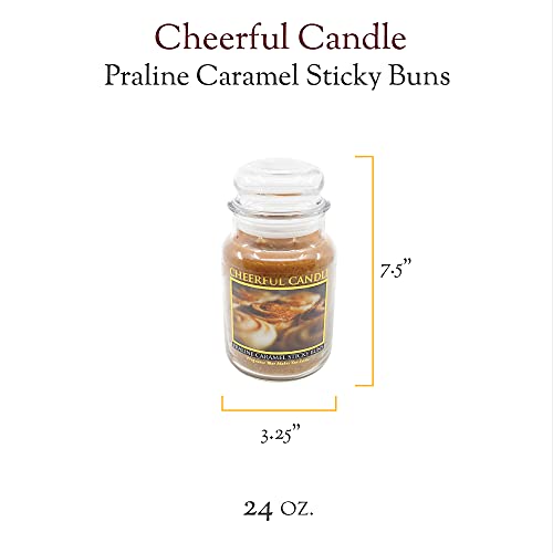 A Cheerful Giver — Praline Caramel Sticky Buns - 24oz Large Scented Candle Jar with Lid - Cheerful Candle - 135 Hours of Burn Time, Christmas Gift for Women, Brown