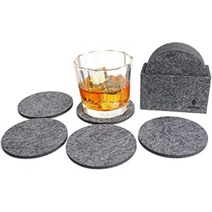 summit one premium coasters for drinks, set of 10 (4 x 4 inch, 5mm thick) – bar accessories for the home bar set, absorbant coasters, felt drink coasters the ideal man cave accessories