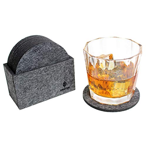 Summit One Premium Coasters for Drinks, Set of 10 (4 x 4 Inch, 5mm Thick) - Bar Accessories for The Home bar Set, Absorbant Coasters, Felt Drink Coasters The Ideal Man cave Accessories