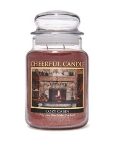 a cheerful giver – cozy cabin scented glass jar candle (24 oz) with lid & true to life fragrance made in usa