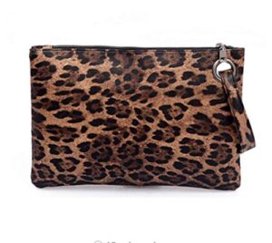 dolce na womens oversized clutch bag purse pu leather evening wristlet handbag (79 brown leopard)