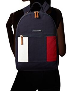 Tommy Hilfiger womens Tommy Hilfiger Backpack for Women Flag Canvas Shoulder Handbag, Tommy Navy, One Size US