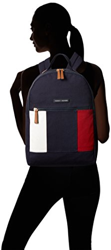 Tommy Hilfiger womens Tommy Hilfiger Backpack for Women Flag Canvas Shoulder Handbag, Tommy Navy, One Size US