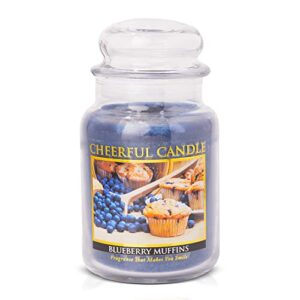 a cheerful giver – blueberry muffins – 24oz large scented candle jar with lid – cheerful candle – 135 hours of burn time, candles gifts for women, blue