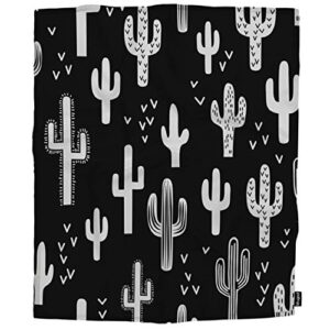 Mugod Western Cactus Throw Blanket Black and White Seamless Repeat Fun Western Cactus Decorative Soft Warm Cozy Flannel Plush Throws Blankets for Baby Toddler Dog Cat 30 X 40 Inch