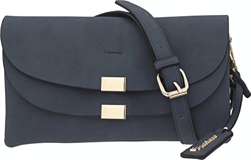 B BRENTANO Vegan Fashion Double-Flap Wristlet Clutch Crossbody Handbag (Navy(N))