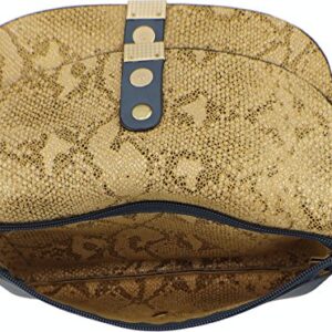 B BRENTANO Vegan Fashion Double-Flap Wristlet Clutch Crossbody Handbag (Navy(N))