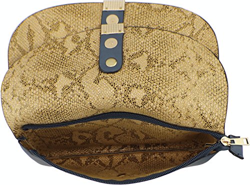 B BRENTANO Vegan Fashion Double-Flap Wristlet Clutch Crossbody Handbag (Navy(N))