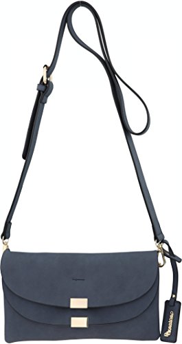 B BRENTANO Vegan Fashion Double-Flap Wristlet Clutch Crossbody Handbag (Navy(N))