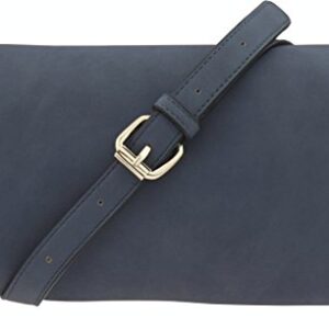 B BRENTANO Vegan Fashion Double-Flap Wristlet Clutch Crossbody Handbag (Navy(N))