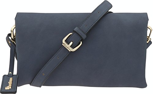 B BRENTANO Vegan Fashion Double-Flap Wristlet Clutch Crossbody Handbag (Navy(N))