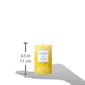 Aroma Naturals Essential Oil Orange and Lemongrass Scented Pillar Candle, Ambiance, 2.5 inch x 4 inch, Yellow