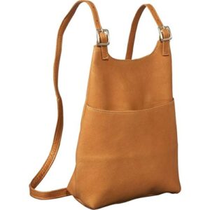 le donne leather women’s slim sling backpack – premium full-grain colombian vaquetta leather backpack, 12″ x 4″ x 9″, tan