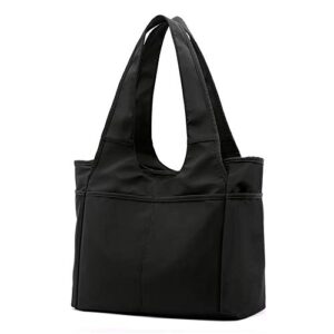 Lavogel Multi Pocket Tote Shoulder Bag Multi-function Nylon Shoulder Handbag Travel Purse Bags For Women (01-Black)