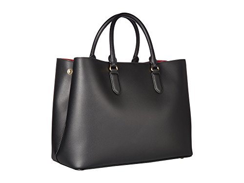 Lauren Ralph Lauren Dryden Marcy Leather Tote (Black/Red)