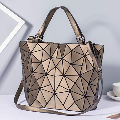 Geometric Luminous Purses and Handbags for Women Holographic Reflective Crossbody Bag Wallet Flash Rainbow Tote Gold