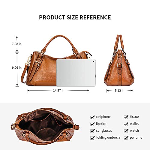 Kattee Women's Soft Genuine Leather Crossbody Bags Ladies Designer Purses Medium Size Hobo Handbags Top Handle