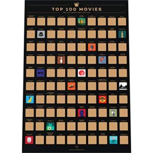 enno vatti top 100 movies scratch off poster – best films to watch bucket list (16.5″ x 23.4″) – ultimate gift for movie lovers, christmas, easter, valentine’s day