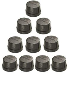 black iron malleable pipe cap fittings 1/2 inch threaded pipes nipples caps – diy pipe furniture – industrial piping – plumbing supplies 10 pack