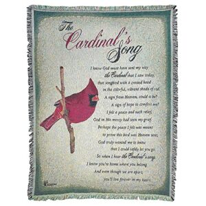 dicksons the cardinal’s song poem on green 52 x 68 all cotton tapestry throw blanket