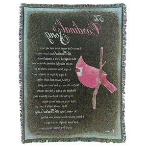 Dicksons The Cardinal's Song Poem on Green 52 x 68 All Cotton Tapestry Throw Blanket