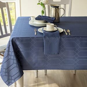 benson mills solid chagall spillproof fabric table cloth, for everyday, parties, weddings, & holiday tablecloth (60″ x 120″ rectangular, indigo)