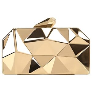 fawziya polygon clutch purses for women metallic evening bags-gold