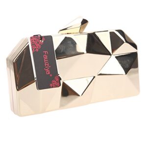 Fawziya Polygon Clutch Purses For Women Metallic Evening Bags-Gold