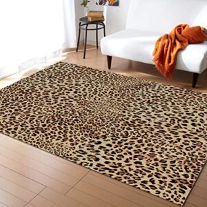 beauty decor non-skid backed area rugs soft and fluffy indoor floor rug bedroom carpet, 2′ x 3′ space area rug – leopard
