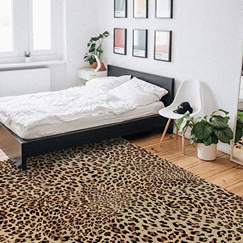 Beauty Decor Non-Skid Backed Area Rugs Soft and Fluffy Indoor Floor Rug Bedroom Carpet, 2' x 3' Space Area Rug - Leopard