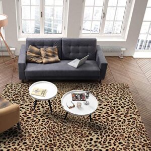 Beauty Decor Non-Skid Backed Area Rugs Soft and Fluffy Indoor Floor Rug Bedroom Carpet, 2' x 3' Space Area Rug - Leopard