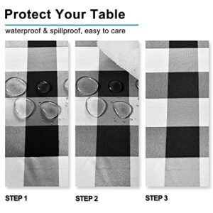 Hiasan 60 x 120 Inch Checkered Tablecloth Rectangle - Stain Resistant, Spillproof and Washable Gingham Table Cloth for Outdoor Picnic, Kitchen and Holiday Dinner, Black and White