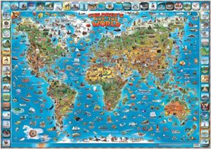 children’s map of the world educational poster laminated poster 54 x 38in