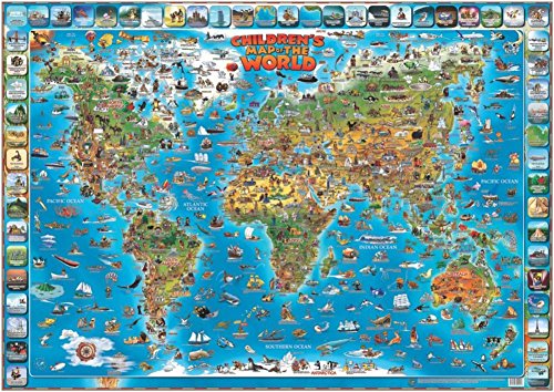 Children's Map of the World Educational Poster Laminated Poster 54 x 38in