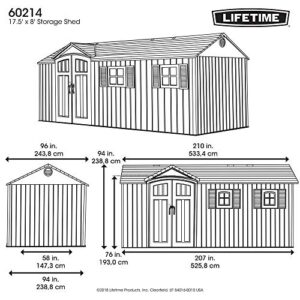 Lifetime 60214 17.5 x 8 Ft. Outdoor Storage Shed, Desert Sand