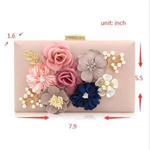 Milisente Evening Bag for Women, Flower Wedding Evening Clutch Purse Bride Floral Clutch Bag (Light Pink)