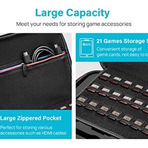 Kootek Carrying Case for Nintendo Switch and Switch OLED Model 2021, Hard Shell Travel Cases with 21 Games Storage Slots, Shoulder Strap, Storage for Switch Console, Pro Controller, Switch Dock