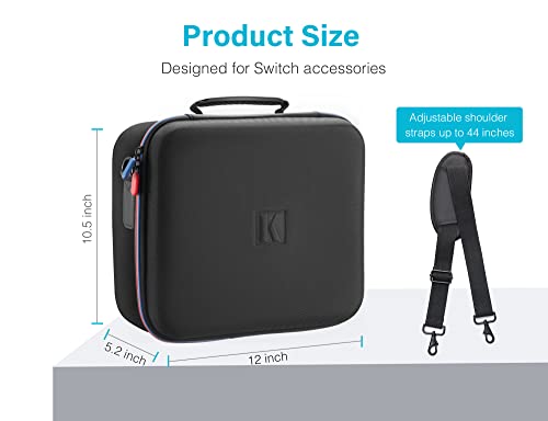 Kootek Carrying Case for Nintendo Switch and Switch OLED Model 2021, Hard Shell Travel Cases with 21 Games Storage Slots, Shoulder Strap, Storage for Switch Console, Pro Controller, Switch Dock