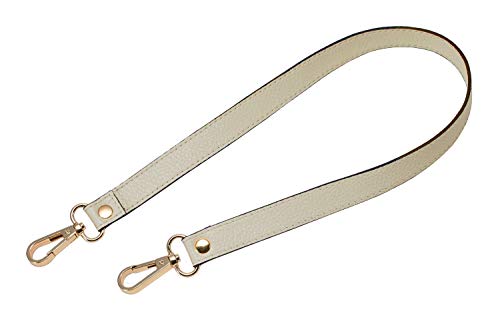 VanEnjoy Full Grain Leather Replacement Strap, 0.98 inch Width Gold Hardware (Beige, Length:24")