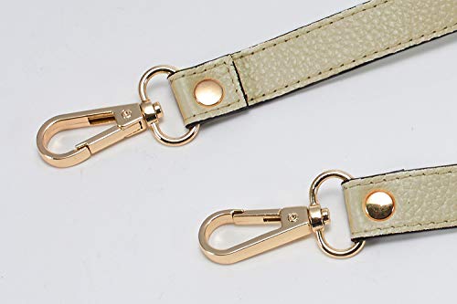 VanEnjoy Full Grain Leather Replacement Strap, 0.98 inch Width Gold Hardware (Beige, Length:24")