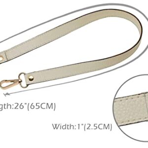 VanEnjoy Full Grain Leather Replacement Strap, 0.98 inch Width Gold Hardware (Beige, Length:24")