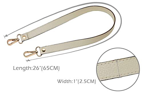 VanEnjoy Full Grain Leather Replacement Strap, 0.98 inch Width Gold Hardware (Beige, Length:24")