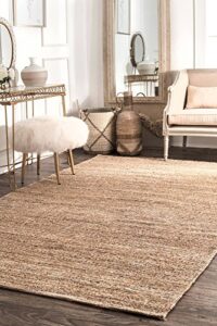 nuloom emery hand woven jute area rug, 5′ x 8′, natural