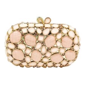 boutique de fgg synthetic shell evening bags and clutches for women formal wedding bridal rhinestone handbags and purses (small, pink#198)