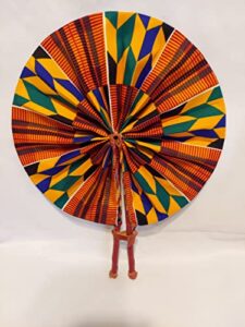 african tv african fabric handmade folding fan, african hand-held folding fan