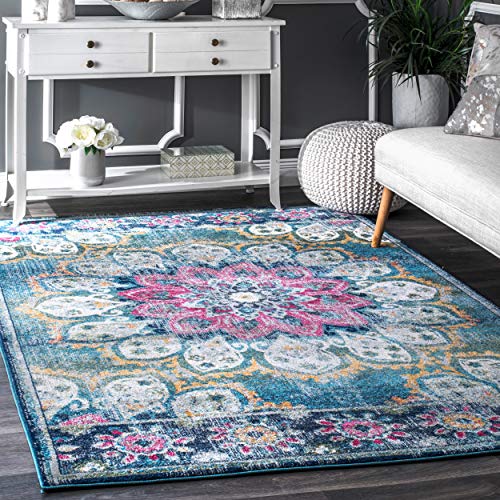 nuLOOM Kiyoko Vintage Floral Area Rug, 6' 7" x 9', Turquoise