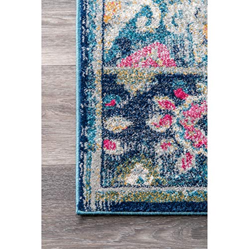 nuLOOM Kiyoko Vintage Floral Area Rug, 6' 7" x 9', Turquoise